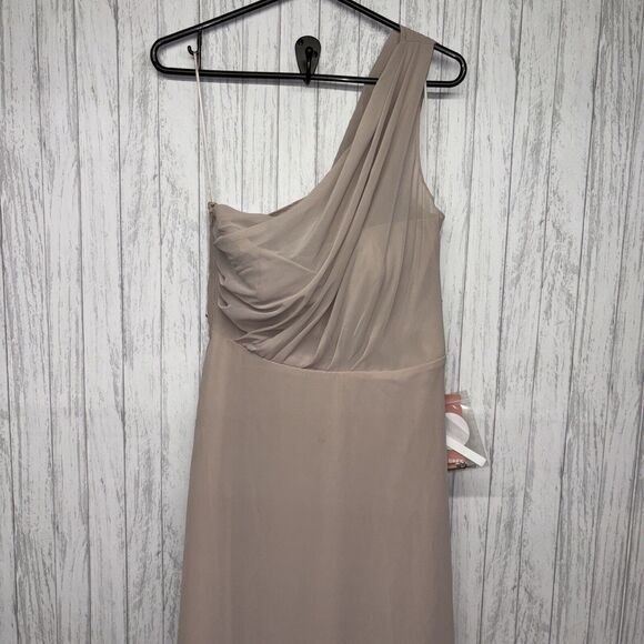 Womens Size S Birdy Grey Kira Chiffon Taupe Bridesmaid Dress NWT - Picture 4 of 10